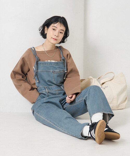 SOMETHING（サムシング）の「SOMETHING × FREAK'S STORE/サムシング 別注 SLIM NARROW SALOPETTE/スリム ナロー サロペット（サロペット/オーバーオール・レディース・ネイビー/サックスブルー・SMALL/MEDIUM）」の6枚目の写真