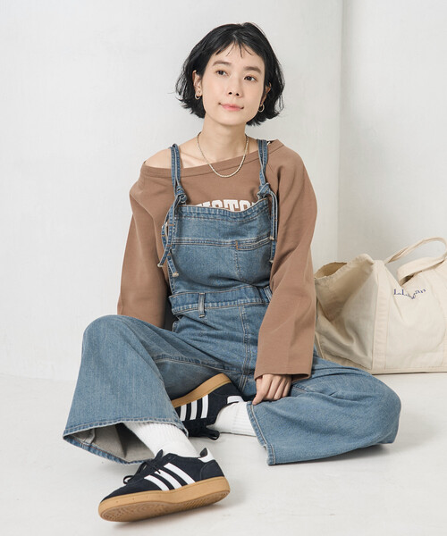 SOMETHING（サムシング）の「SOMETHING × FREAK'S STORE/サムシング 別注 SLIM NARROW SALOPETTE/スリム ナロー サロペット（サロペット/オーバーオール・レディース・ネイビー/サックスブルー・SMALL/MEDIUM）」の7枚目の写真