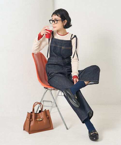 SOMETHING（サムシング）の「SOMETHING × FREAK'S STORE/サムシング 別注 SLIM NARROW SALOPETTE/スリム ナロー サロペット（サロペット/オーバーオール・レディース・ネイビー/サックスブルー・SMALL/MEDIUM）」の15枚目の写真