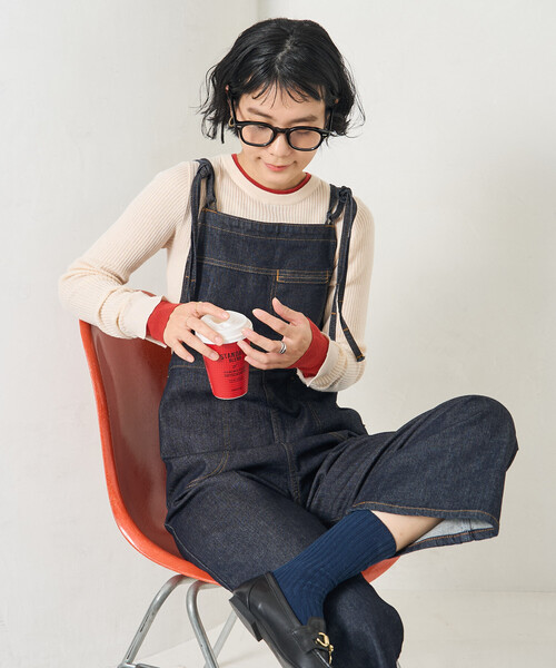 SOMETHING（サムシング）の「SOMETHING × FREAK'S STORE/サムシング 別注 SLIM NARROW SALOPETTE/スリム ナロー サロペット（サロペット/オーバーオール・レディース・ネイビー/サックスブルー・SMALL/MEDIUM）」の18枚目の写真