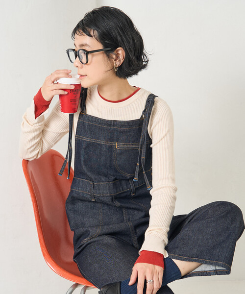 SOMETHING（サムシング）の「SOMETHING × FREAK'S STORE/サムシング 別注 SLIM NARROW SALOPETTE/スリム ナロー サロペット（サロペット/オーバーオール・レディース・ネイビー/サックスブルー・SMALL/MEDIUM）」の19枚目の写真