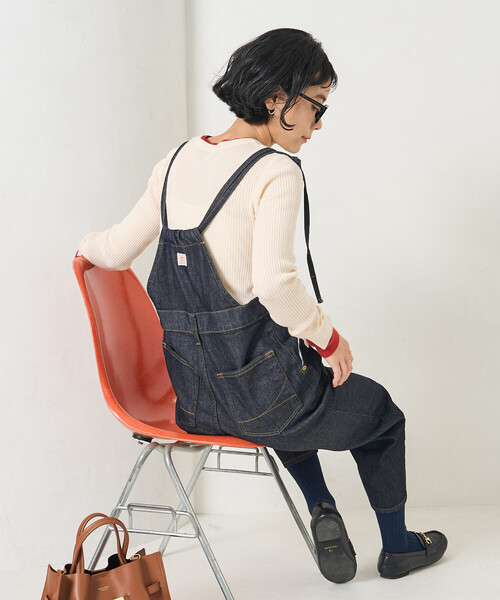 SOMETHING（サムシング）の「SOMETHING × FREAK'S STORE/サムシング 別注 SLIM NARROW SALOPETTE/スリム ナロー サロペット（サロペット/オーバーオール・レディース・ネイビー/サックスブルー・SMALL/MEDIUM）」の22枚目の写真