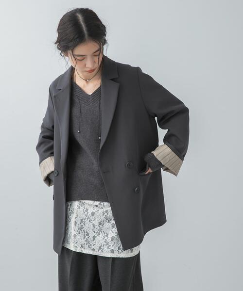 SENSE OF PLACE by URBAN RESEARCH(センスオブプレイスバイアーバンリサーチ)の「ワイドスリーブオーバージャケット(テーラードジャケット・レディース・アイボリー/ベージュ/チャコールグレー・ONE)」の10枚目の写真