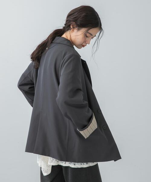 SENSE OF PLACE by URBAN RESEARCH(センスオブプレイスバイアーバンリサーチ)の「ワイドスリーブオーバージャケット(テーラードジャケット・レディース・アイボリー/ベージュ/チャコールグレー・ONE)」の11枚目の写真