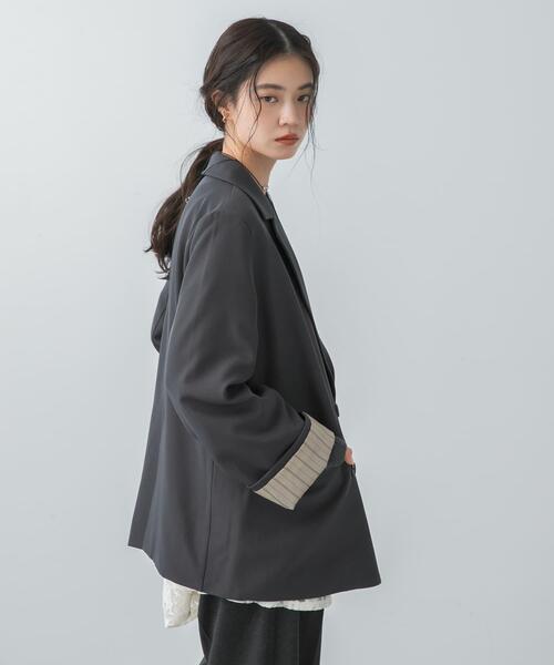 SENSE OF PLACE by URBAN RESEARCH(センスオブプレイスバイアーバンリサーチ)の「ワイドスリーブオーバージャケット(テーラードジャケット・レディース・アイボリー/ベージュ/チャコールグレー・ONE)」の12枚目の写真