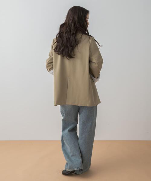 SENSE OF PLACE by URBAN RESEARCH(センスオブプレイスバイアーバンリサーチ)の「ワイドスリーブオーバージャケット(テーラードジャケット・レディース・アイボリー/ベージュ/チャコールグレー・ONE)」の4枚目の写真