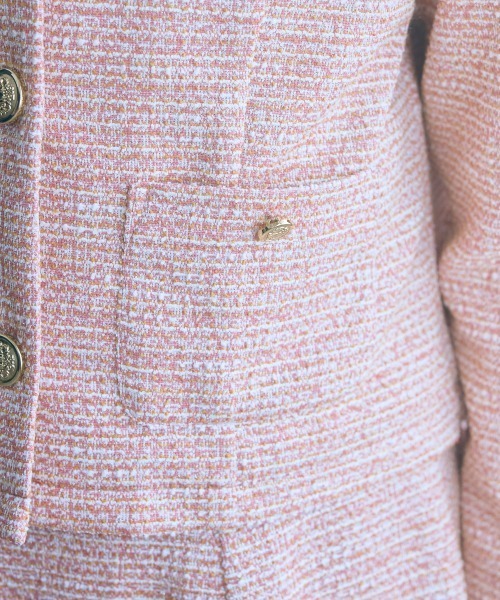 marun（マルン）の「＜大きいサイズ＞ツイード調ノーカラージャケット marun（ノーカラージャケット・レディース・ピンク/ブラック・L/LL/3L/4L/5L）」の16枚目の写真