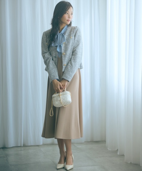 marun（マルン）の「＜大きいサイズ＞ツイード調ノーカラージャケット