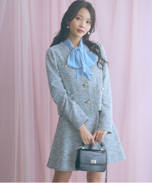 marun（マルン）の「＜大きいサイズ＞ツイード調ノーカラージャケット marun（ノーカラージャケット・レディース・ピンク/ブラック・L/LL/3L/4L/5L）」の21枚目の写真