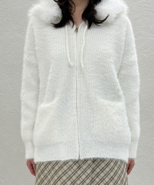 31 Sons de mode（トランテアン　ソン　ドゥ　モード）の「2025秋冬新作 一部店舗限定 ファーふわもこボアパーカー（パーカー・レディース・パープル/ホワイト・ﾌﾘ-）」の13枚目の写真