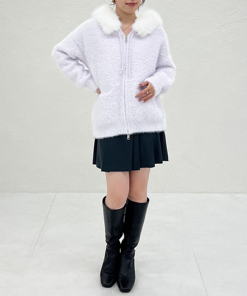 31 Sons de mode（トランテアン　ソン　ドゥ　モード）の「2025秋冬新作 一部店舗限定 ファーふわもこボアパーカー（パーカー・レディース・パープル/ホワイト・ﾌﾘ-）」の5枚目の写真