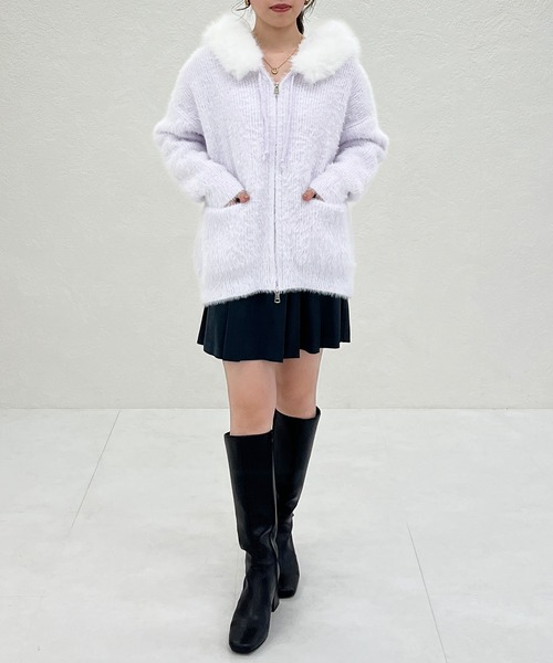 31 Sons de mode（トランテアン　ソン　ドゥ　モード）の「2025秋冬新作 一部店舗限定 ファーふわもこボアパーカー（パーカー・レディース・パープル/ホワイト・ﾌﾘ-）」の7枚目の写真