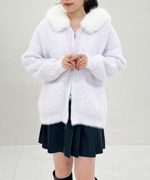 31 Sons de mode（トランテアン　ソン　ドゥ　モード）の「2025秋冬新作 一部店舗限定 ファーふわもこボアパーカー（パーカー・レディース・パープル/ホワイト・ﾌﾘ-）」の8枚目の写真