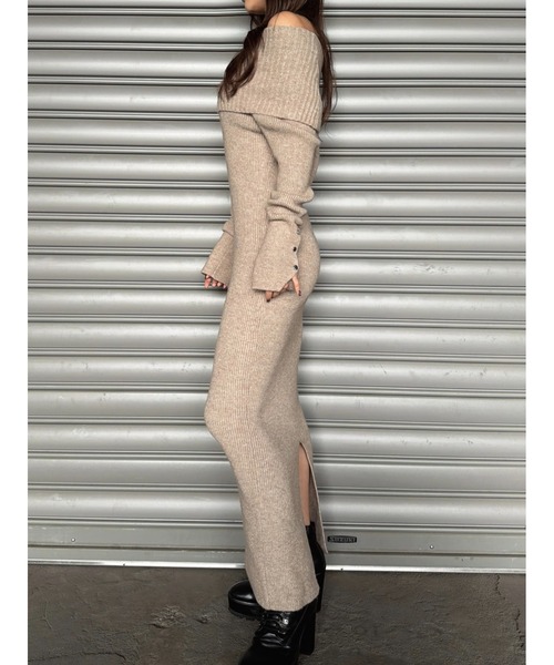 EGOIST（エゴイスト）の「2WAYロングニットワンピース（ワンピース・レディース・ベージュ/ブラック・FREE）」の12枚目の写真