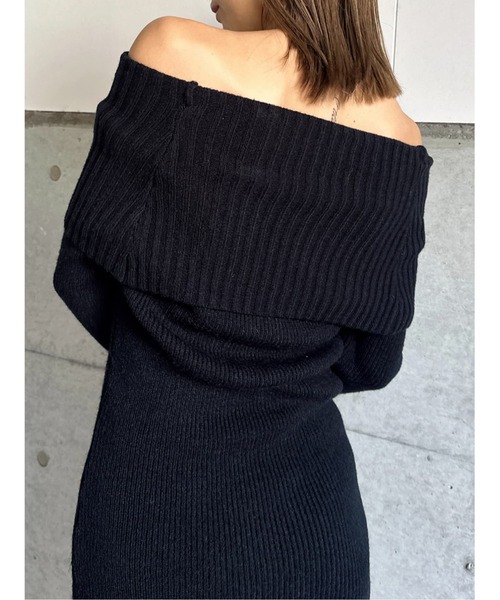 EGOIST（エゴイスト）の「2WAYロングニットワンピース（ワンピース・レディース・ベージュ/ブラック・FREE）」の6枚目の写真