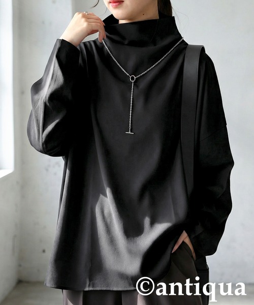 antiqua(アンティカ)の「ハイネックトップス(その他トップス・レディース・アイボリー/ブラック・ONESIZE)」の2枚目の写真