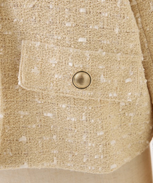 one after another NICE CLAUP(ワンアフターアナザーナイスクラップ)の「フェイクファー付きツイードジャケット(ブルゾン・レディース・アイボリー/ブラック/イエロー・FREE)」の5枚目の写真