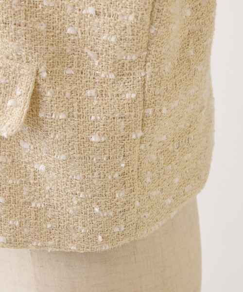 one after another NICE CLAUP(ワンアフターアナザーナイスクラップ)の「フェイクファー付きツイードジャケット(ブルゾン・レディース・アイボリー/ブラック/イエロー・FREE)」の6枚目の写真