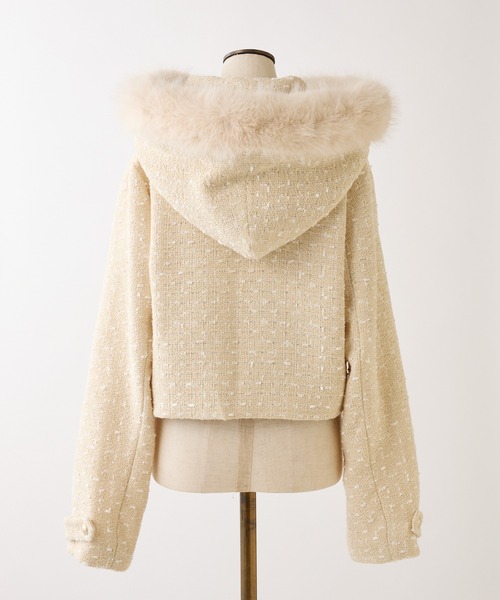 one after another NICE CLAUP(ワンアフターアナザーナイスクラップ)の「フェイクファー付きツイードジャケット(ブルゾン・レディース・アイボリー/ブラック/イエロー・FREE)」の10枚目の写真