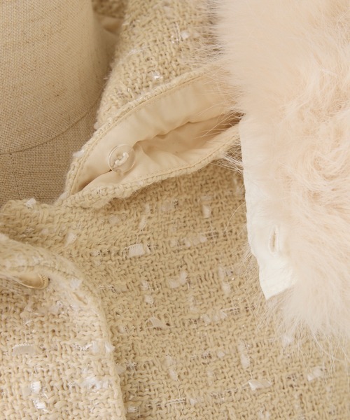 one after another NICE CLAUP(ワンアフターアナザーナイスクラップ)の「フェイクファー付きツイードジャケット(ブルゾン・レディース・アイボリー/ブラック/イエロー・FREE)」の11枚目の写真