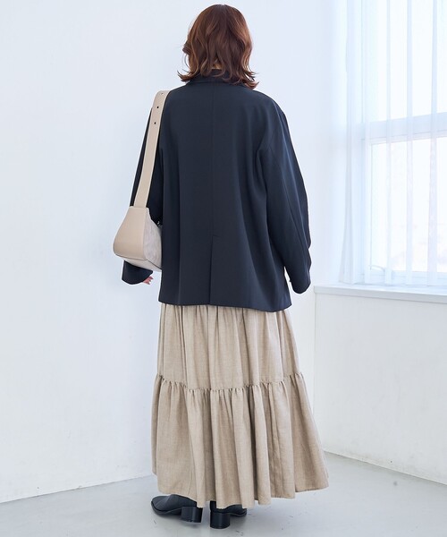 coen（コーエン）の「リネンライク ダブルブレストテーラードジャケット（テーラードジャケット・レディース・モカ/ネイビー/ブラック・M/L）」の5枚目の写真