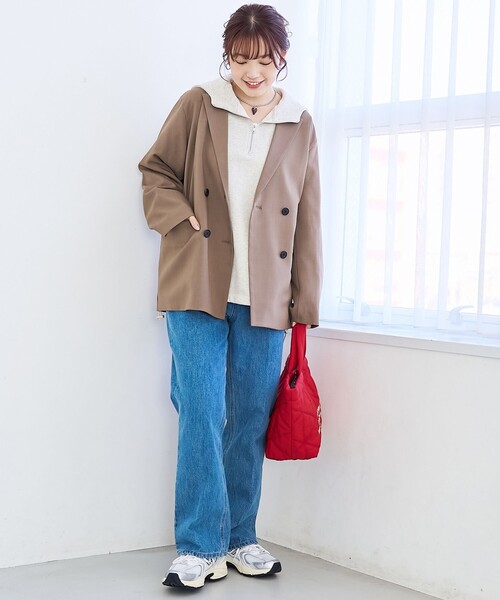 coen（コーエン）の「リネンライク ダブルブレストテーラードジャケット（テーラードジャケット・レディース・モカ/ネイビー/ブラック・M/L）」の10枚目の写真