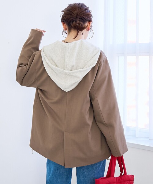 coen（コーエン）の「リネンライク ダブルブレストテーラードジャケット（テーラードジャケット・レディース・モカ/ネイビー/ブラック・M/L）」の13枚目の写真