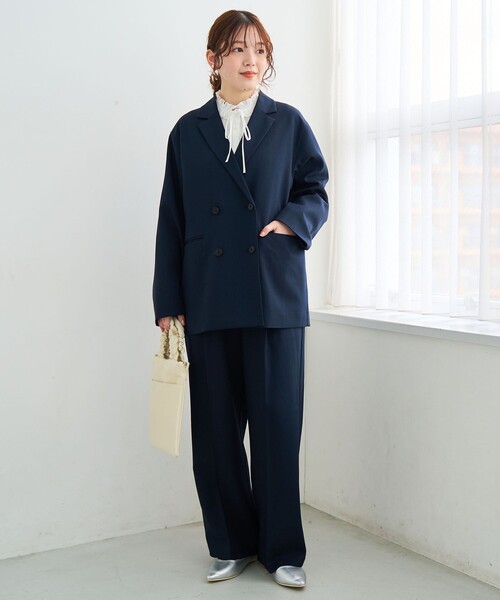 coen（コーエン）の「リネンライク ダブルブレストテーラードジャケット（テーラードジャケット・レディース・モカ/ネイビー/ブラック・M/L）」の15枚目の写真