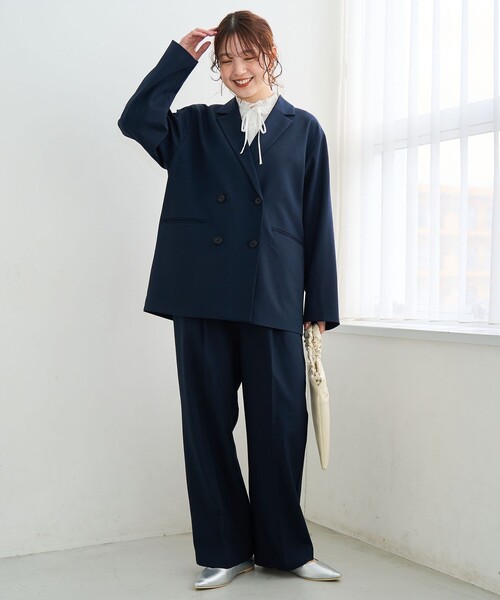 coen（コーエン）の「リネンライク ダブルブレストテーラードジャケット（テーラードジャケット・レディース・モカ/ネイビー/ブラック・M/L）」の16枚目の写真