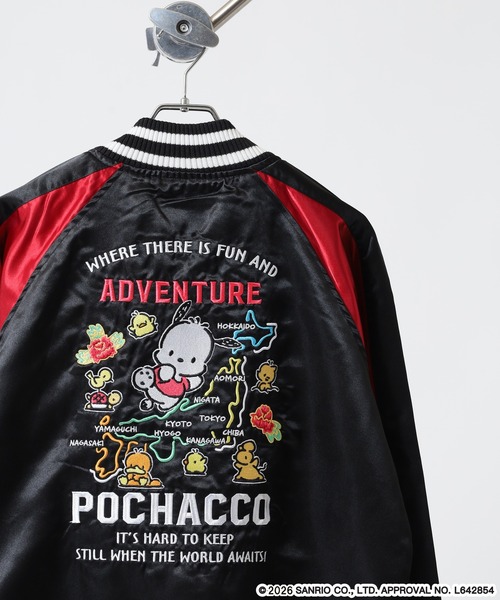 sanrio(サンリオ)の「サンリオキャラクターズ刺繍スカジャン(スカジャン・レディース・ブラック×レッド/ブラック×シルバー/ブラック×カーキ・M/L/LL)」の2枚目の写真
