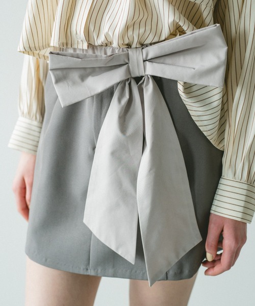 idem（イデム）の「big ribbon belt / ビッグリボンベルト（ベルト・レディース・グレー/ブラック・FREE）」の6枚目の写真