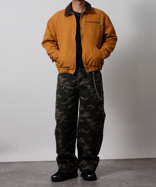 NYLAUS（ナイラス）の「【Nylaus】2026新作 キャンバス デトロイトジャケット 襟コーデュロイ ショート丈 レギュラーフィット（ブルゾン・メンズ・カモフラージュ/キャメル・L/M）」の8枚目の写真