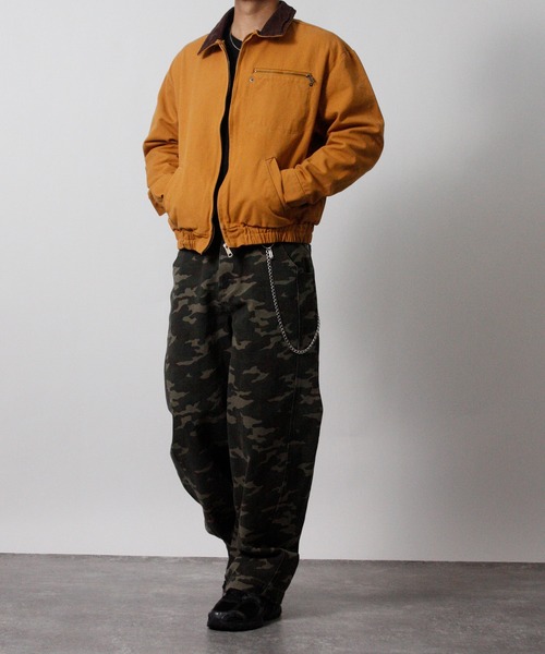 NYLAUS（ナイラス）の「【Nylaus】2026新作 キャンバス デトロイトジャケット 襟コーデュロイ ショート丈 レギュラーフィット（ブルゾン・メンズ・カモフラージュ/キャメル・L/M）」の10枚目の写真