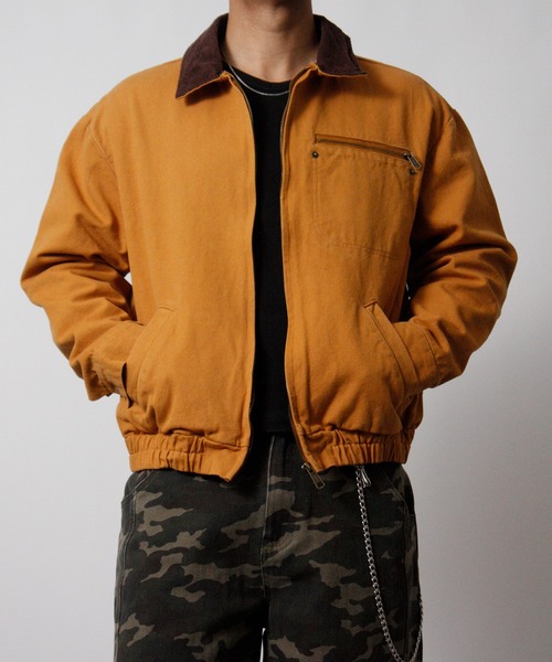 NYLAUS（ナイラス）の「【Nylaus】2026新作 キャンバス デトロイトジャケット 襟コーデュロイ ショート丈 レギュラーフィット（ブルゾン・メンズ・カモフラージュ/キャメル・L/M）」の3枚目の写真