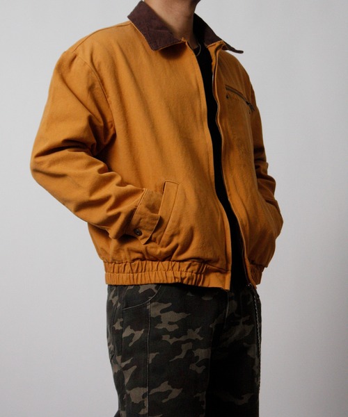 NYLAUS（ナイラス）の「【Nylaus】2026新作 キャンバス デトロイトジャケット 襟コーデュロイ ショート丈 レギュラーフィット（ブルゾン・メンズ・カモフラージュ/キャメル・L/M）」の4枚目の写真