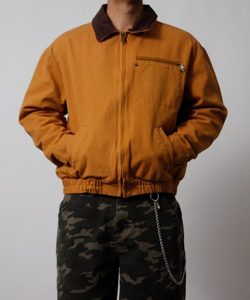 NYLAUS（ナイラス）の「【Nylaus】2026新作 キャンバス デトロイトジャケット 襟コーデュロイ ショート丈 レギュラーフィット（ブルゾン・メンズ・カモフラージュ/キャメル・L/M）」の7枚目の写真