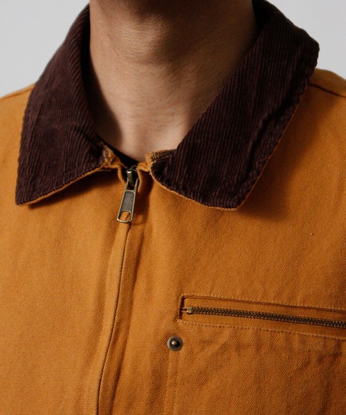 NYLAUS（ナイラス）の「【Nylaus】2026新作 キャンバス デトロイトジャケット 襟コーデュロイ ショート丈 レギュラーフィット（ブルゾン・メンズ・カモフラージュ/キャメル・L/M）」の20枚目の写真