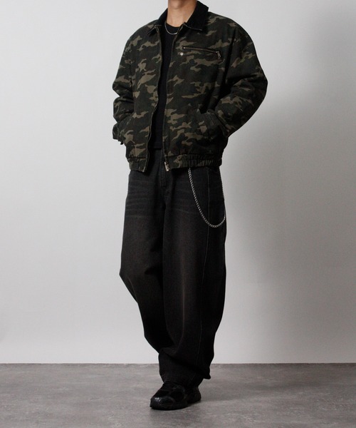 NYLAUS（ナイラス）の「【Nylaus】2026新作 キャンバス デトロイトジャケット 襟コーデュロイ ショート丈 レギュラーフィット（ブルゾン・メンズ・カモフラージュ/キャメル・L/M）」の19枚目の写真