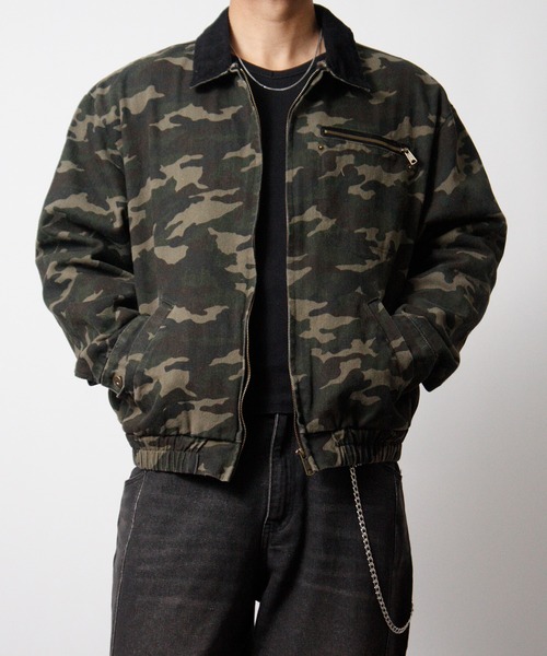 NYLAUS（ナイラス）の「【Nylaus】2026新作 キャンバス デトロイトジャケット 襟コーデュロイ ショート丈 レギュラーフィット（ブルゾン・メンズ・カモフラージュ/キャメル・L/M）」の11枚目の写真