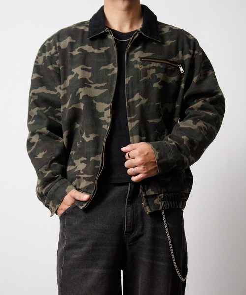 NYLAUS（ナイラス）の「【Nylaus】2026新作 キャンバス デトロイトジャケット 襟コーデュロイ ショート丈 レギュラーフィット（ブルゾン・メンズ・カモフラージュ/キャメル・L/M）」の15枚目の写真