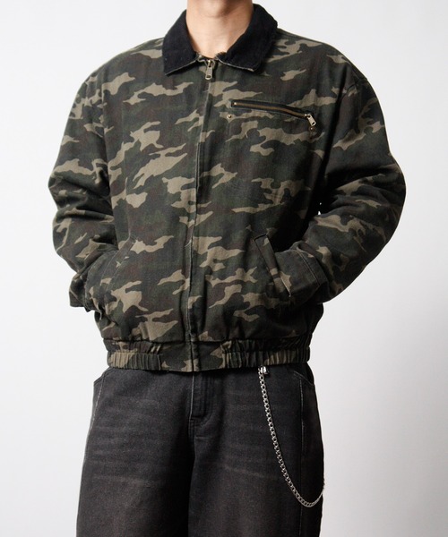 NYLAUS（ナイラス）の「【Nylaus】2026新作 キャンバス デトロイトジャケット 襟コーデュロイ ショート丈 レギュラーフィット（ブルゾン・メンズ・カモフラージュ/キャメル・L/M）」の16枚目の写真
