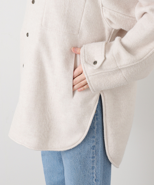 FRAMeWORK(フレームワーク)の「SOWER/ソウワー DHANI シルクコン フリースシャツジャケット(その他アウター・レディース・ライトグレー/アイボリー・FREE)」の7枚目の写真