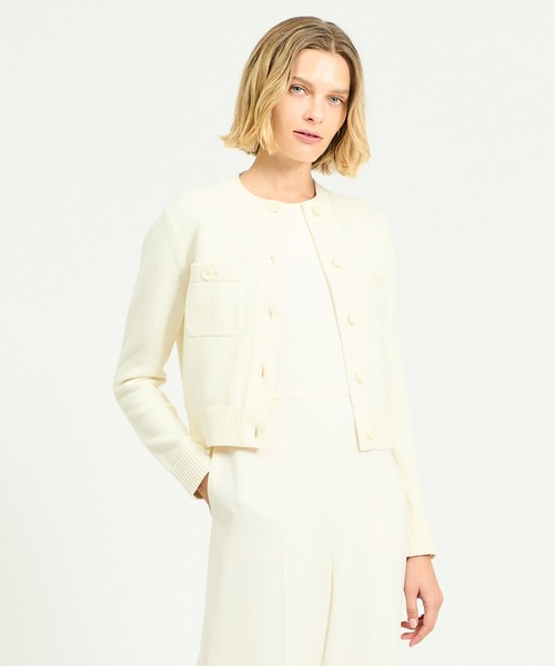 ESTNATION（エストネーション）の「ESTNATION / ミドルゲージ カーディガン（カーディガン/ボレロ・レディース・オフホワイト/イエロー/ネイビー・FREE）」の3枚目の写真