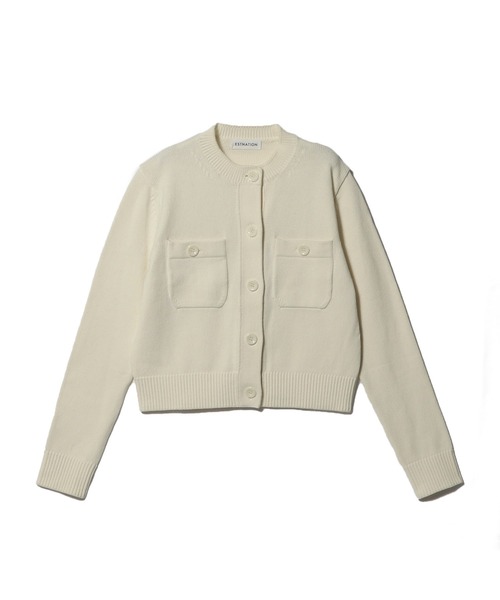 ESTNATION（エストネーション）の「ESTNATION / ミドルゲージ カーディガン（カーディガン/ボレロ・レディース・オフホワイト/イエロー/ネイビー・FREE）」の5枚目の写真