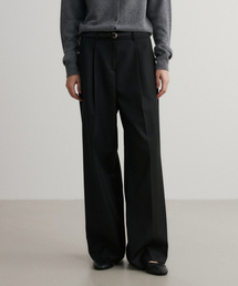 SUARE WOMEN（スアレウーマン）の「(ウィメンズ)ウールワンタックセミワイドスラックスブラック（スラックス）」