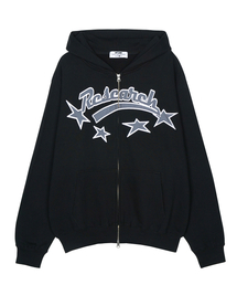 FDR（エフディーアール）の「Star Logo Applique Hood Zip-Up Black（パーカー）」