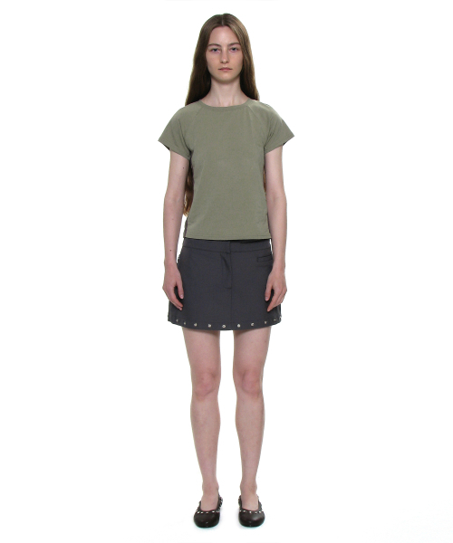 PARTIMENTO WOMEN(パルティメントウィメン)の「ナンバリングプリンテッドT_ライトカーキ(Tシャツ/カットソー・レディース・その他・ONE SIZE)」の2枚目の写真
