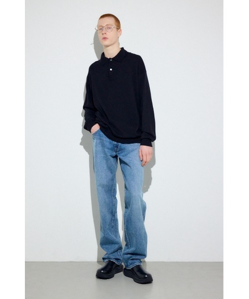 AZUL by moussy(アズールバイマウジー)の「カシミヤミックスポロカラーニットトップス(ニット/セーター・メンズ・ブラック/ネイビー/杢グレー・LARGE/MEDIUM)」の7枚目の写真