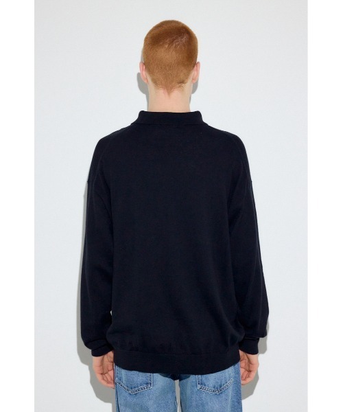 AZUL by moussy(アズールバイマウジー)の「カシミヤミックスポロカラーニットトップス(ニット/セーター・メンズ・ブラック/ネイビー/杢グレー・LARGE/MEDIUM)」の10枚目の写真