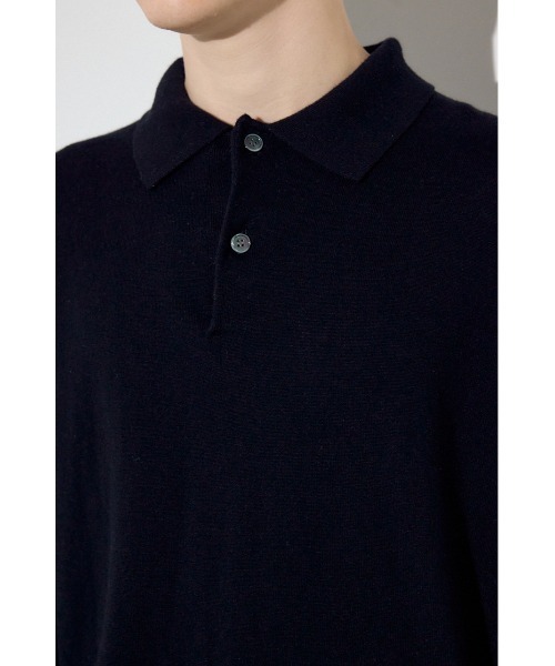 AZUL by moussy(アズールバイマウジー)の「カシミヤミックスポロカラーニットトップス(ニット/セーター・メンズ・ブラック/ネイビー/杢グレー・LARGE/MEDIUM)」の11枚目の写真
